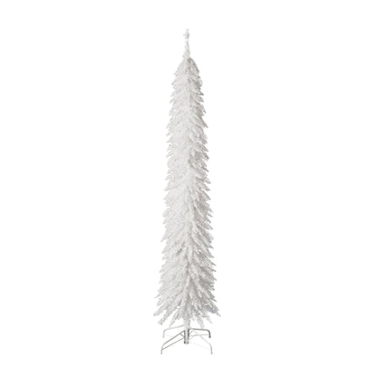 Home Heritage Tinsel 7' Pencil 150 LED Pre-Lit Artificial Christmas Tree, White
