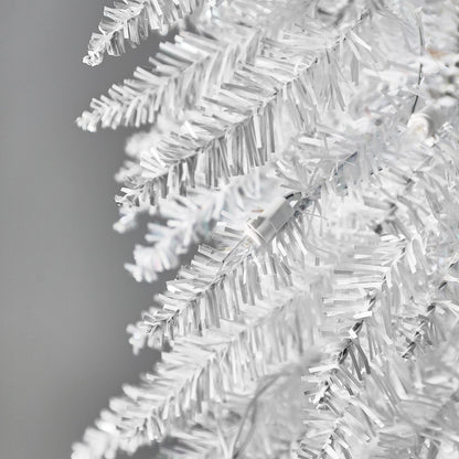 Home Heritage Tinsel 7' Pencil 150 LED Pre-Lit Artificial Christmas Tree, White
