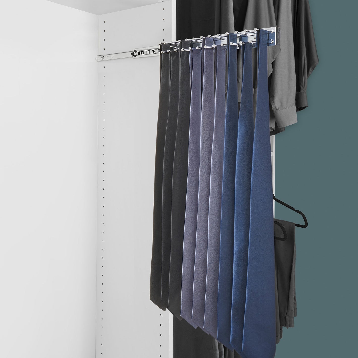 Rev-A-Shelf TRC-14CR 14-Inch Side Mount Extending Tie Rack, Chrome (2 Pack)