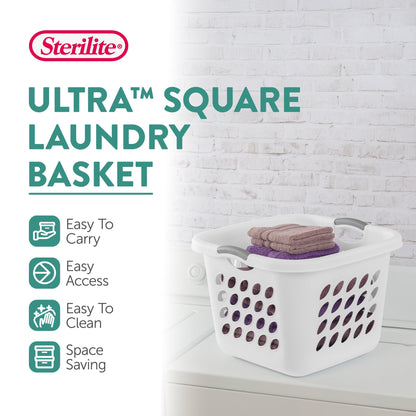 Sterilite Ultra 14 gal Square Plastic Laundry Basket w/Gripped Handles, (6 Pack)
