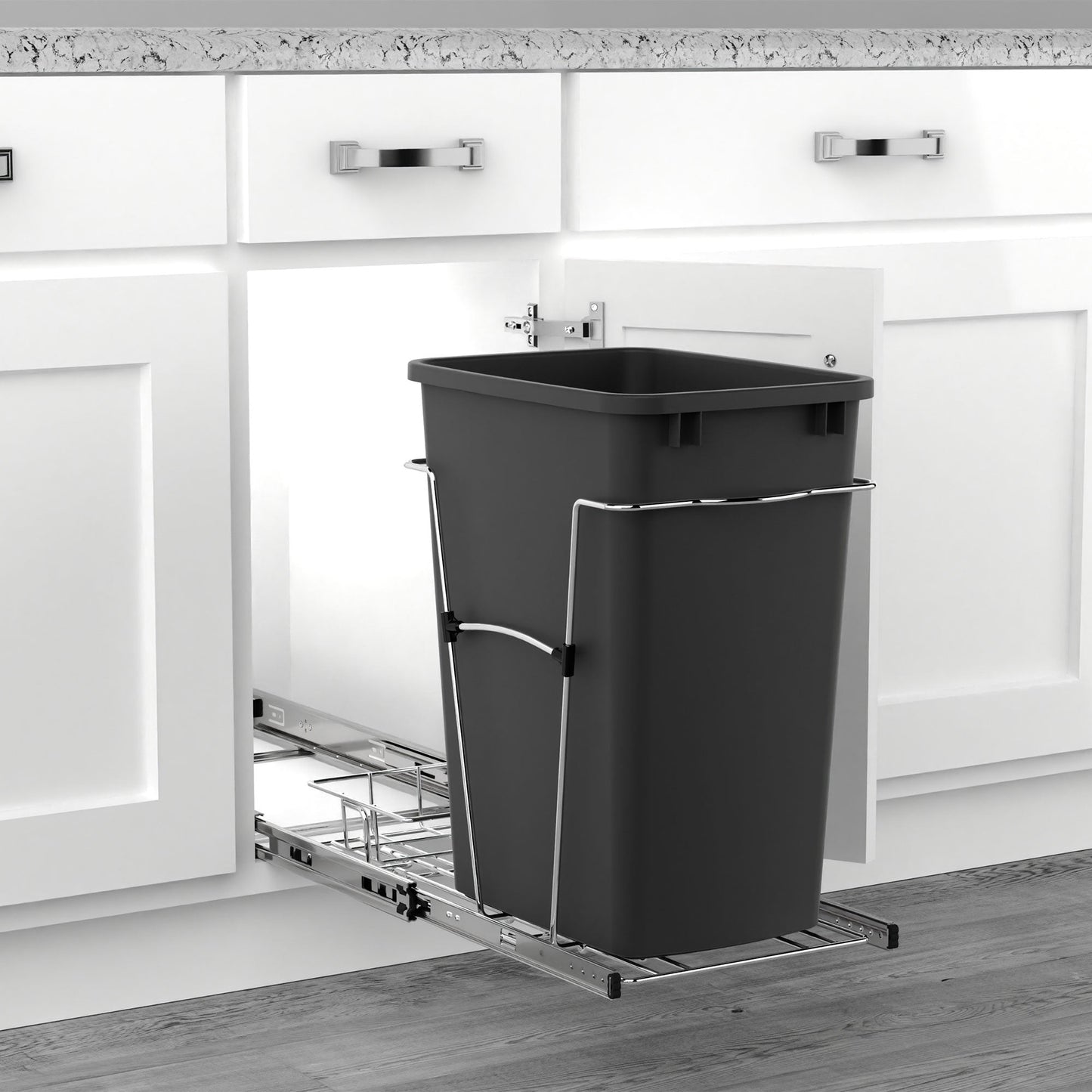 Rev-A-Shelf Pullout Trash Can 35 qt. for Kitchen Cabinets, Black, RV-12KD-18C S