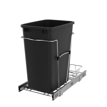 Rev-A-Shelf Pullout Trash Can 35 qt. for Kitchen Cabinets, Black, RV-12KD-18C S