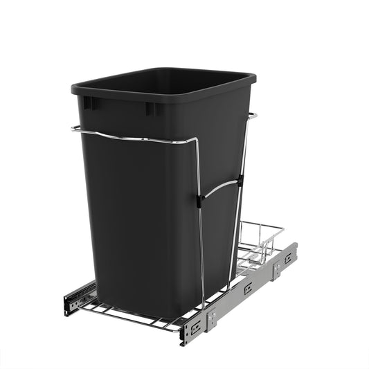 Rev-A-Shelf Pullout Trash Can 35 qt. for Kitchen Cabinets, Black, RV-12KD-18C S