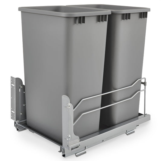 Rev-A-Shelf Double Pullout Trash Can 50 qt. with Soft-close, 53WC-2150SCDM-217