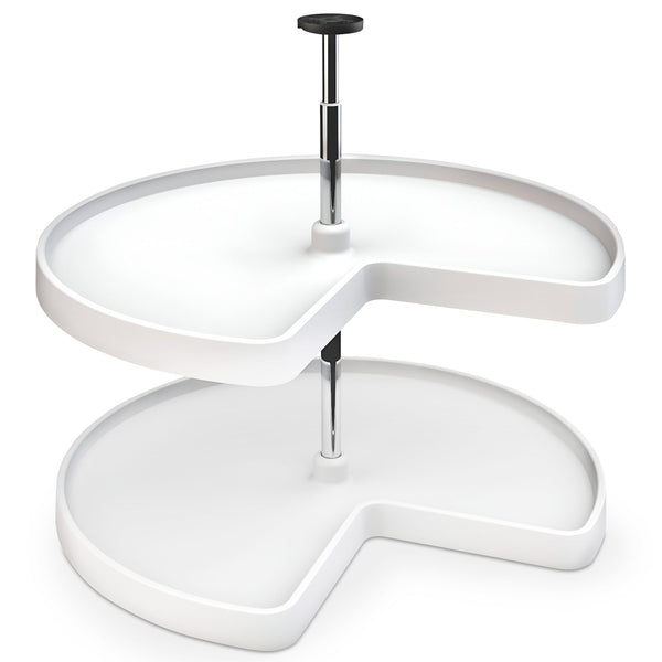 Rev-A-Shelf 28'' Lazy Susan Kidney Polymer 2-Shelf, White, 3472-28-11-52