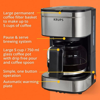 Krups Simply Brew Drip Coffee Maker – 5 Cup