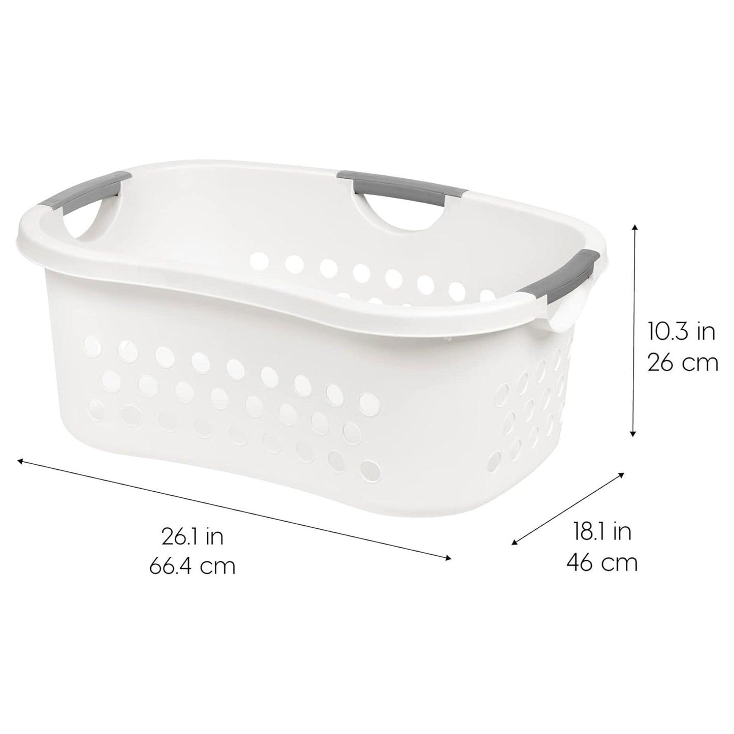 IRIS 589132 Comfort Carry White Plastic Lightweight Laundry Basket, Pack of 3