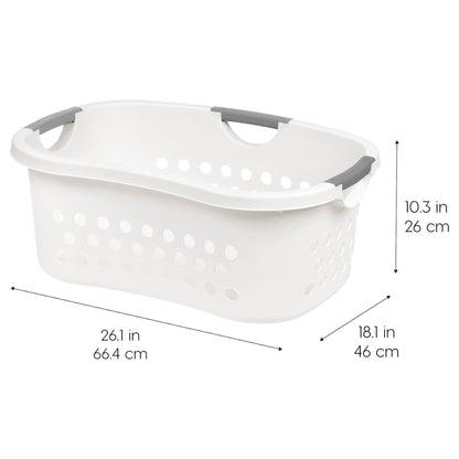 IRIS 589132 Comfort Carry White Plastic Lightweight Laundry Basket, Pack of 3