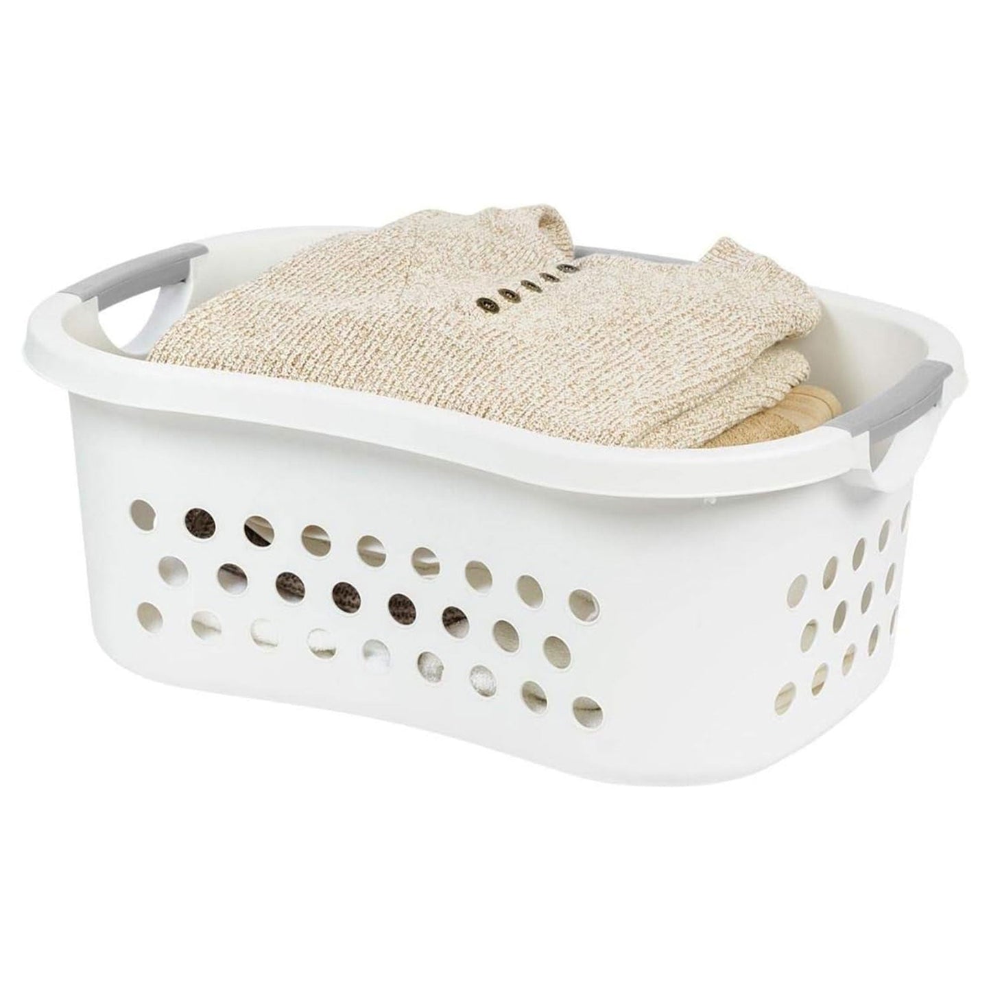 IRIS 589132 Comfort Carry White Plastic Lightweight Laundry Basket, Pack of 3