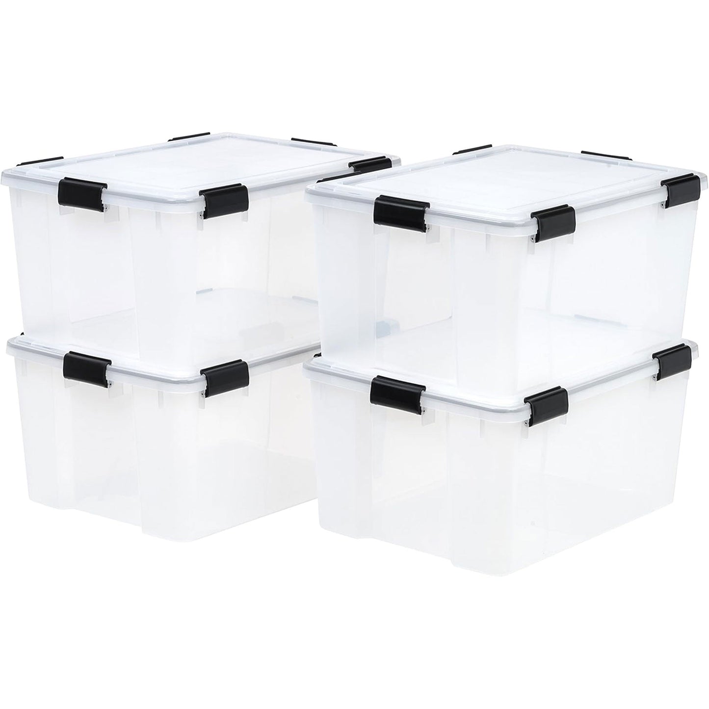IRIS USA 110559 62.8 Quart Weathertight Plastic Storage Box, Clear (4 Pack)