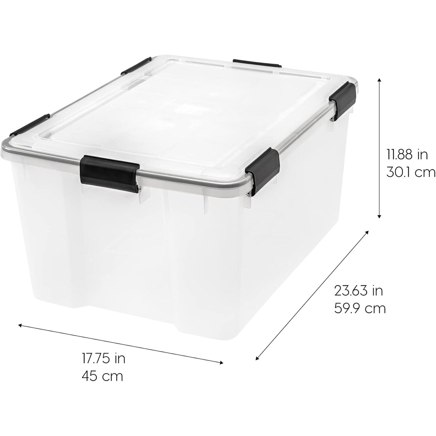 IRIS USA 110559 62.8 Quart Weathertight Plastic Storage Box, Clear (4 Pack)