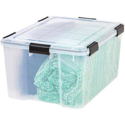 IRIS USA 110559 62.8 Quart Weathertight Plastic Storage Box, Clear (4 Pack)