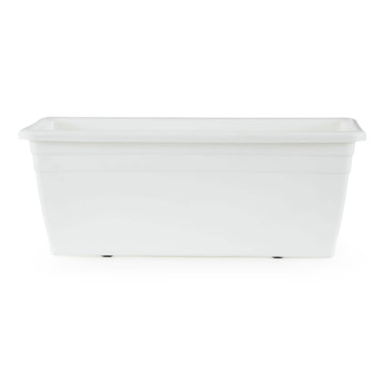 HC Companies Heavy Duty 24 Inch Deck Rail Box Planter with Drainage Holes, White