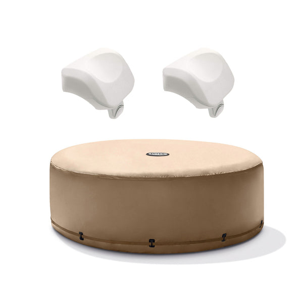 Intex PureSpa Energy Efficient Hot Tub Cover & Cushioned Foam Headrest (2 Pack)