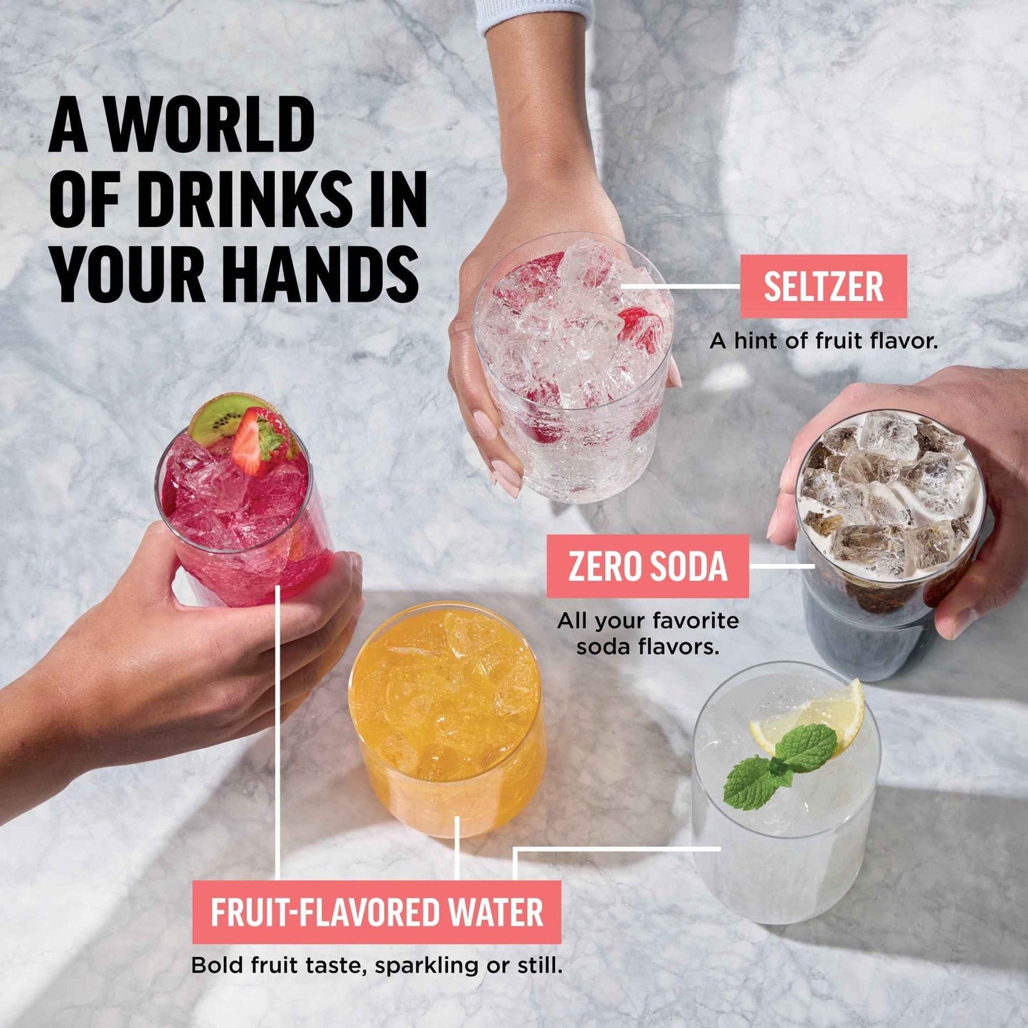 Ninja Thirsti Drink Maker, Still, Sparkling Custom Drink Kit, with CO2 Canister, Flavors, and 48 oz Reservoir