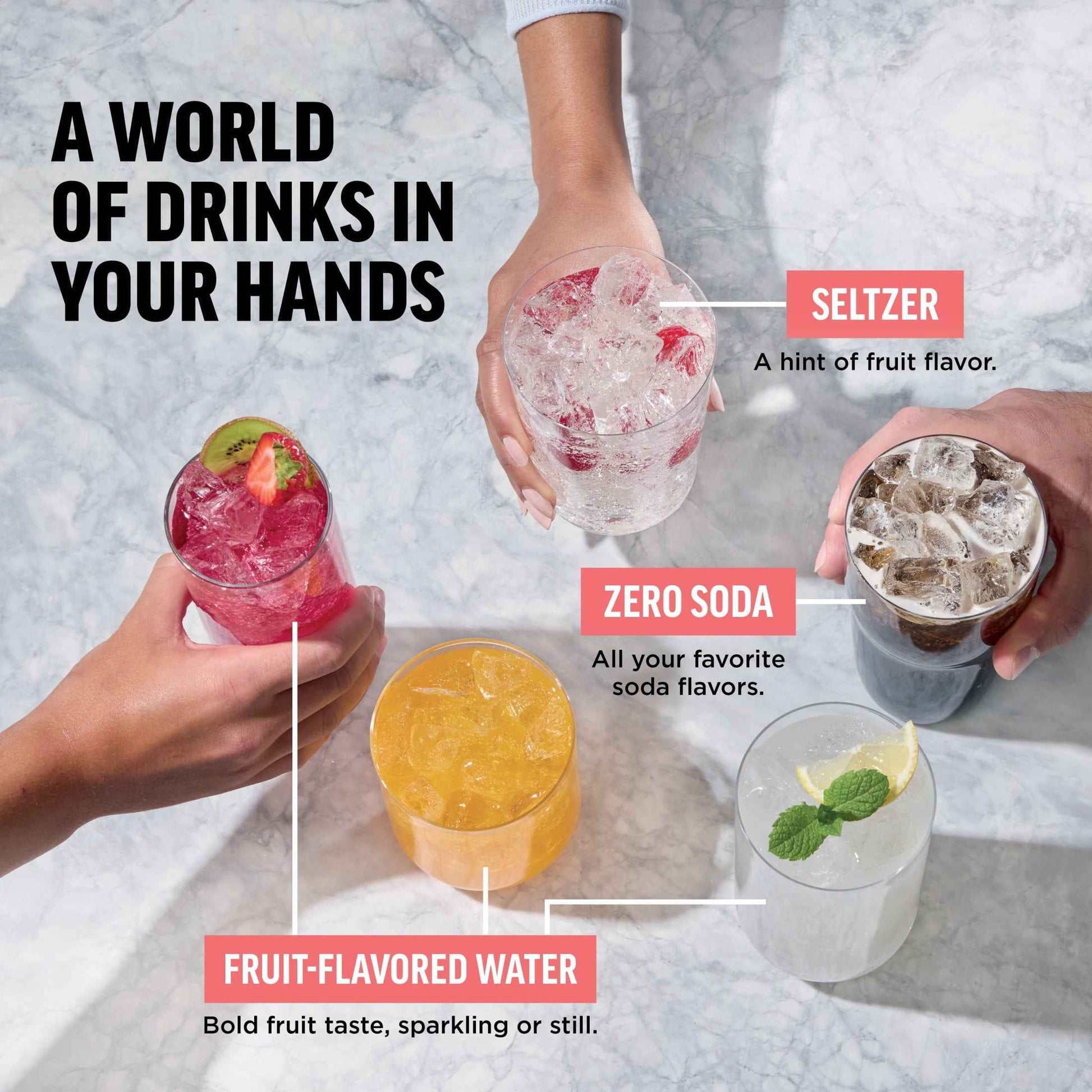 Ninja Thirsti Drink Maker, Still, Sparkling Custom Drink Kit, with CO2 Canister, Flavors, and 48 oz Reservoir