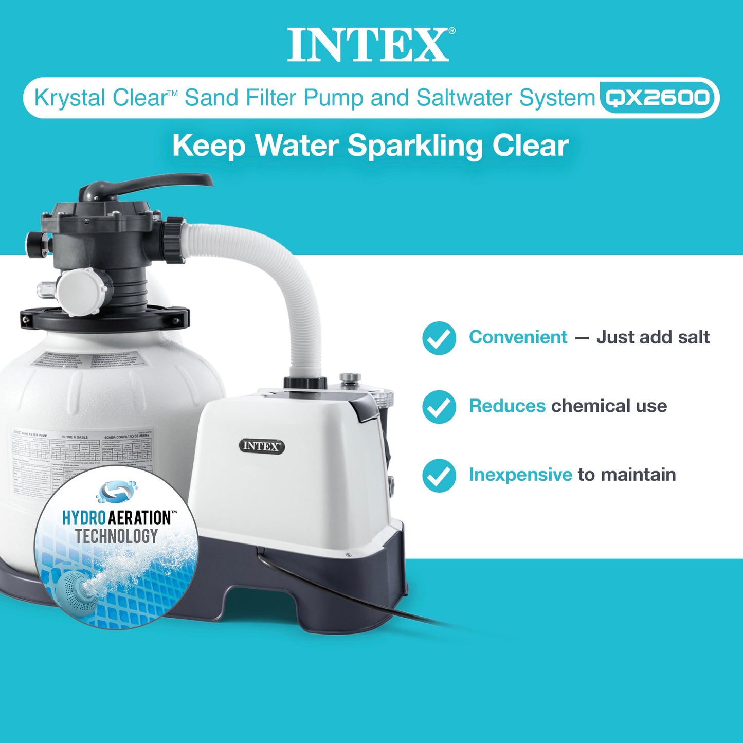 Intex 2,650 GPH 16" Krystal Clear Saltwater System and Sand Filter Pump