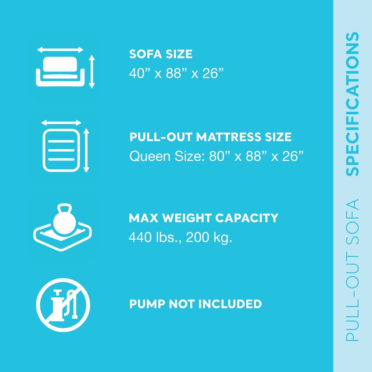 Intex Queen Size Inflatable Pull-Out Sofa Bed Sleep Away Futon Couch, Dark Gray