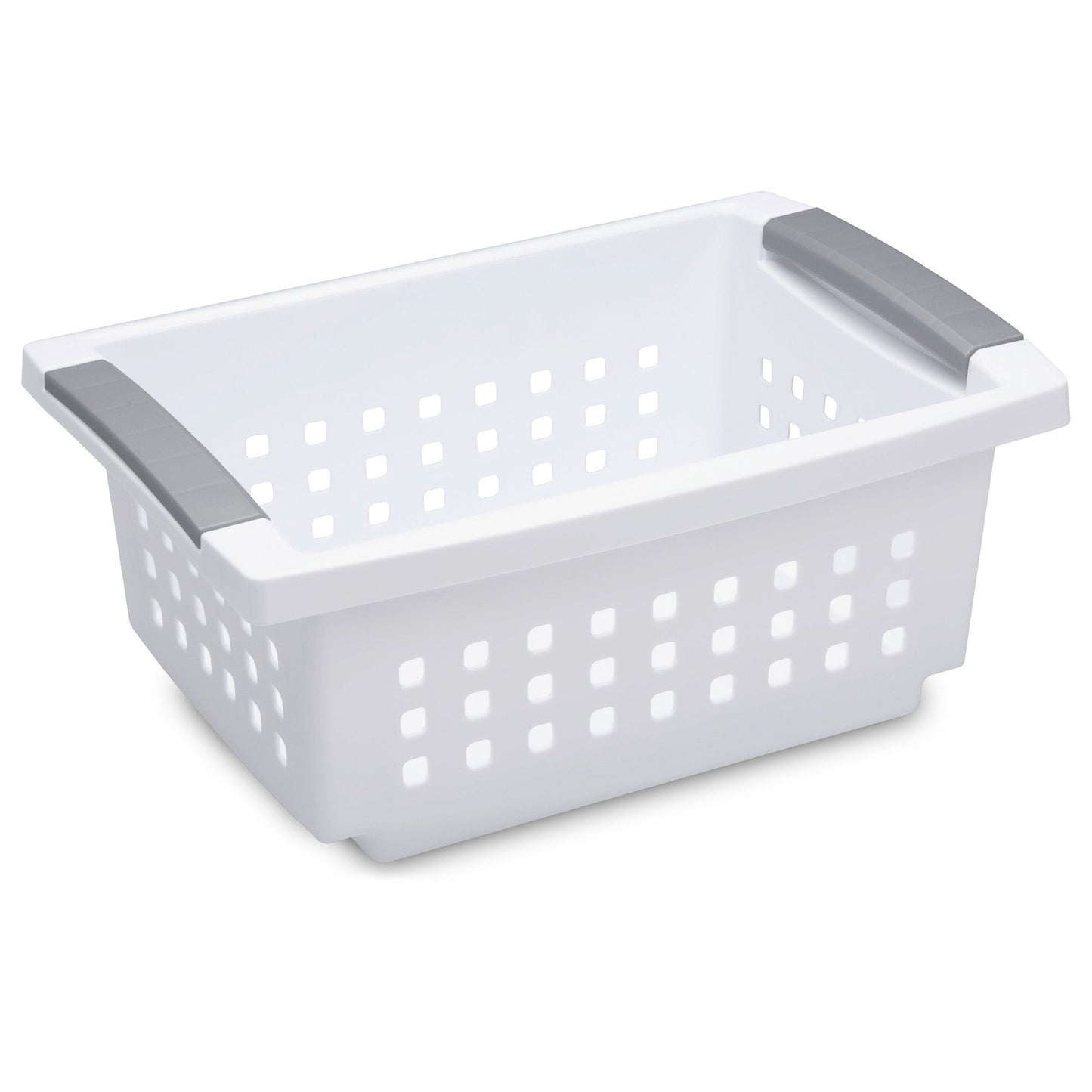 Sterilite Small Stacking Storage Basket with Comfort Grip Handles, 8 Pack, White