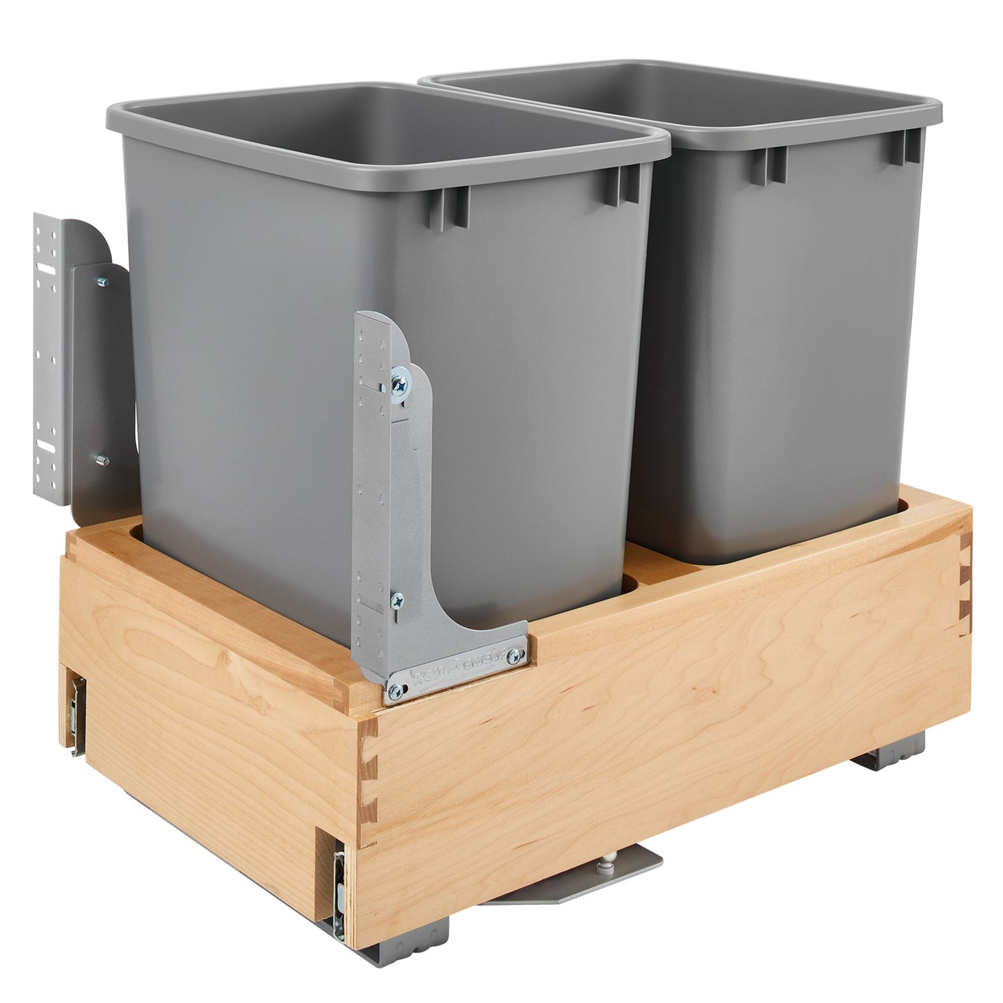 Rev-A-Shelf Double Pullout Bottom Mount Trash Cans 35 qt., Gray, 4WCBM-18DM-2