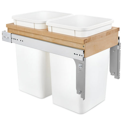 Rev-A-Shelf Double Pullout Top Mount Trash Can 27 qt., White, 4WCTM-15DM2