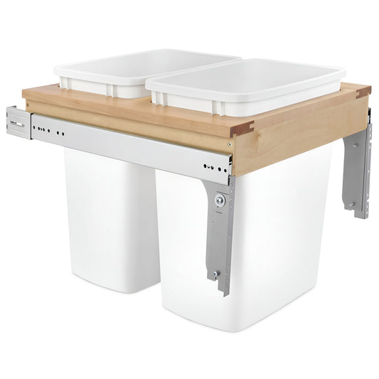 Rev-A-Shelf Double Pullout Top Mount Trash Can 35 qt., White, 4WCTM-21DM2