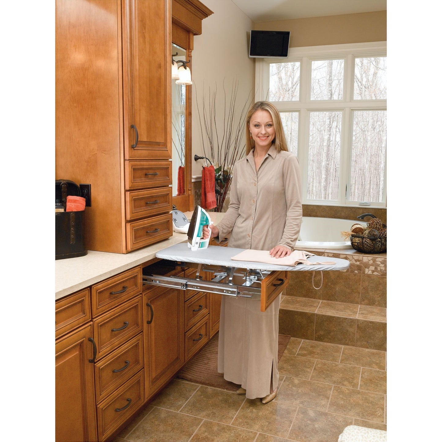 Rev-A-Shelf Pullout Foldaway Ironing Board for Vanity Cabinet Drawer, VIB-20CR