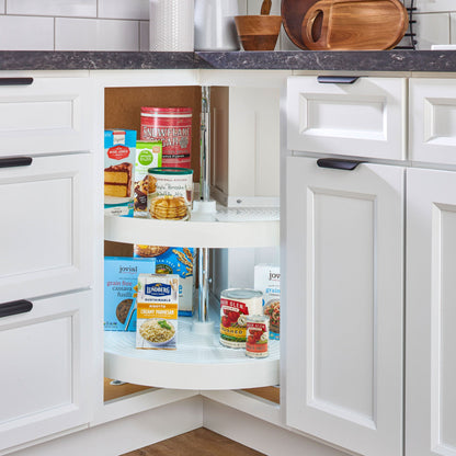Rev-A-Shelf 28'' Lazy Susan Pie-Cut Polymer Two-Shelf, White, LD-2942-28-11-1