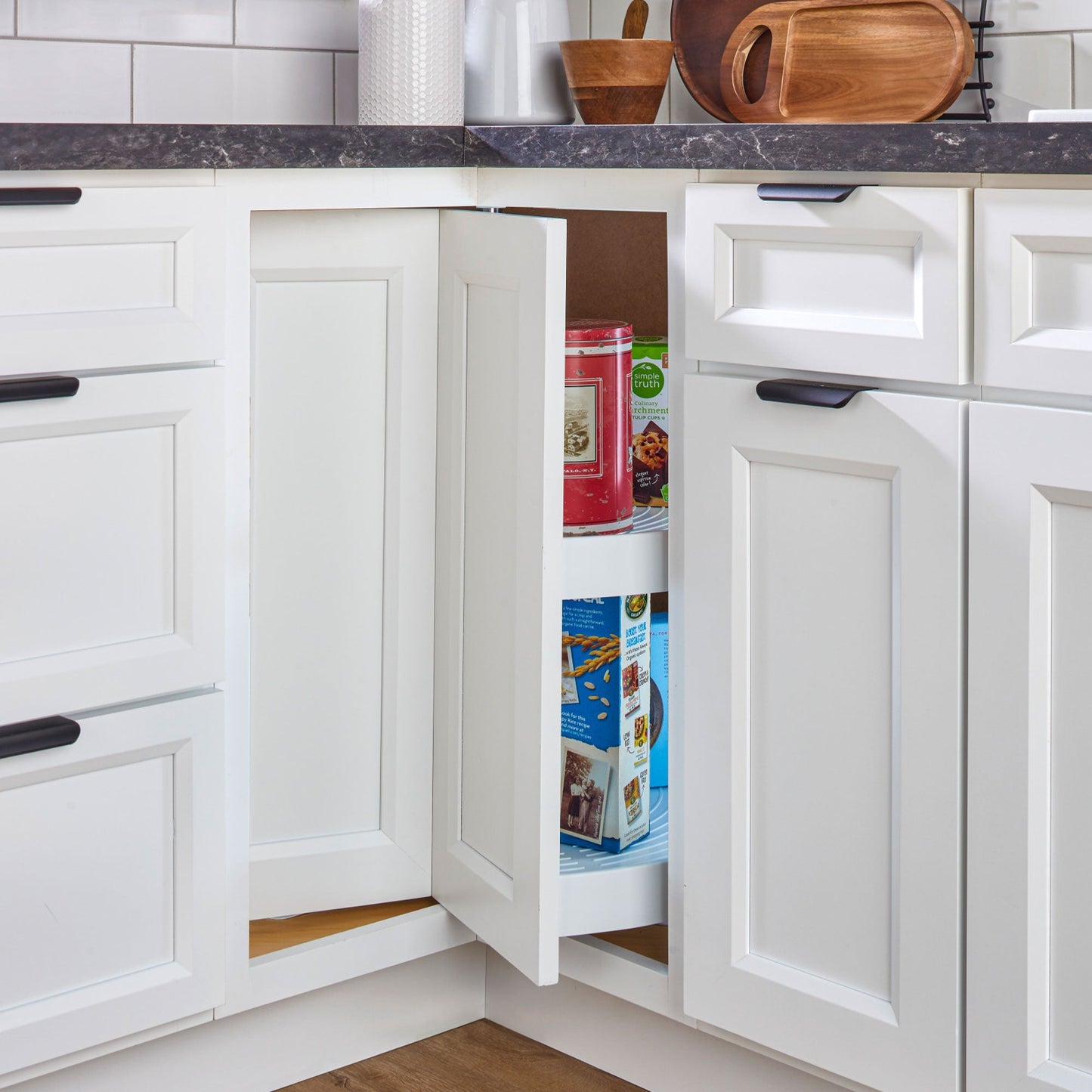 Rev-A-Shelf 28'' Lazy Susan Pie-Cut Polymer Two-Shelf, White, LD-2942-28-11-1