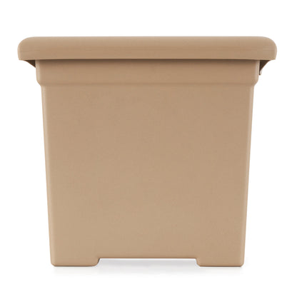 HC Companies 13.25" D x 15.5" W Outdoor Square Accent Planter, Sandstone Tan
