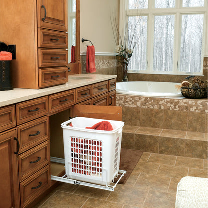 Rev-A-Shelf 20'' Pullout Large Polymer Clothes Hamper, White, HPRV-1520 S