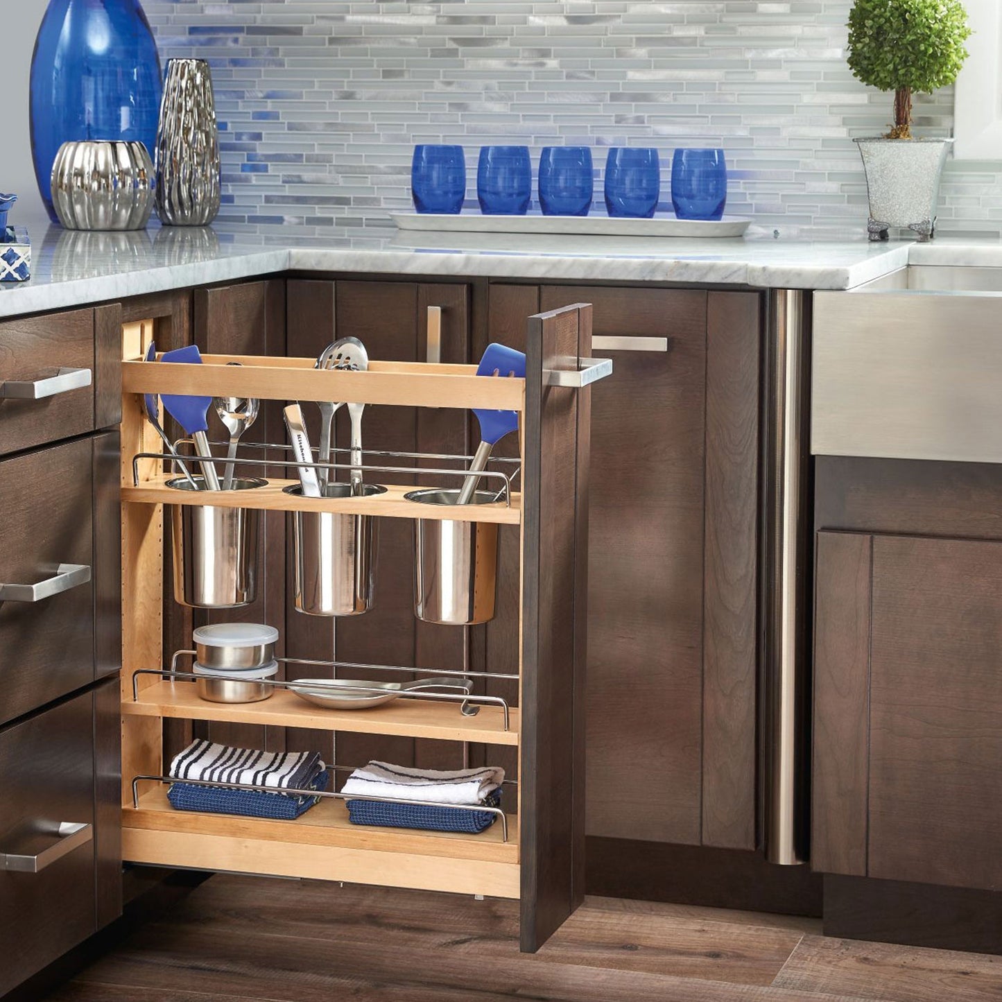 Rev-A-Shelf 5" Pullout Kitchen Organizer with Soft-close, 448UT-BCSC5C