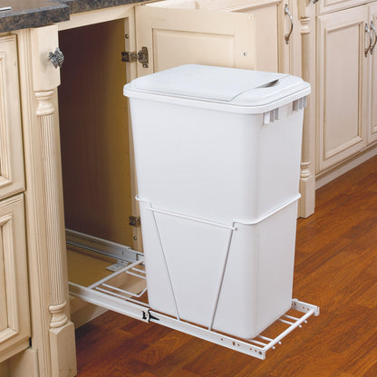 Rev-A-Shelf Pullout 50 qt. Sliding Trash Can for Kitchen, White, RV-12PB-50 S