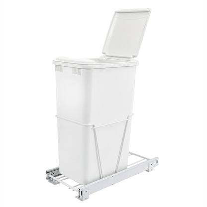 Rev-A-Shelf Pullout 50 qt. Sliding Trash Can for Kitchen, White, RV-12PB-50 S