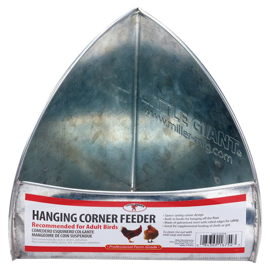 Miller Manufacturing Company Hanging Corner Poultry Feeder, Galvanized Steel