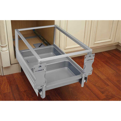 Rev-A-Shelf Double Pullout Kitchen Trash Can 50 qt., Silver, 5149-2150DM-217