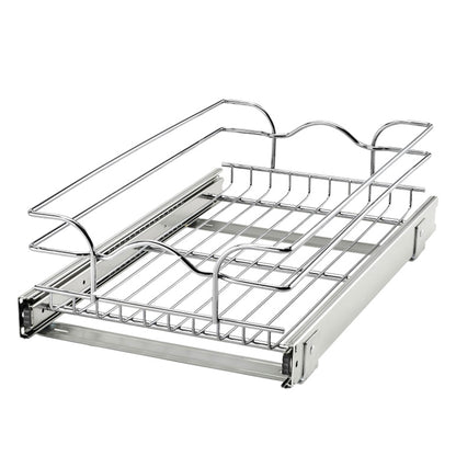 Rev-A-Shelf Pullout Basket Organizer for Kitchen or Vanity Cabinets,12 x 20 In,  5WB1-1220CR-1