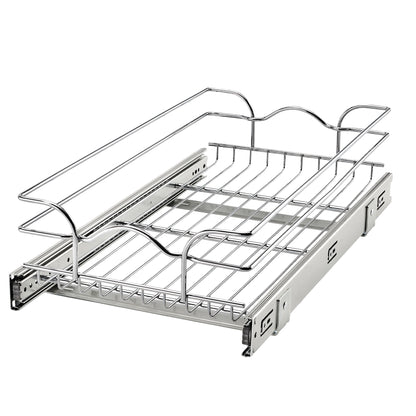 Rev-A-Shelf Pullout Single Basket Organizer for Kitchen Cabinets, 12 x 22 in, 5WB1-1222CR-1