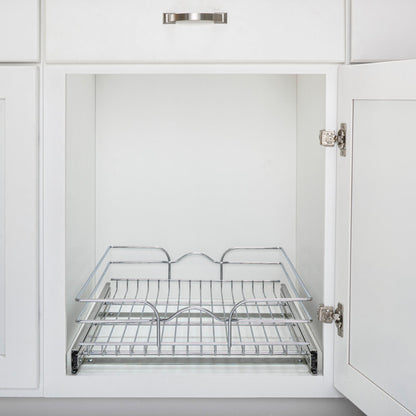 Rev-A-Shelf Pullout Single Basket Organizer for Kitchen Cabinets, 18 x 22 In, 5WB1-1822CR-1