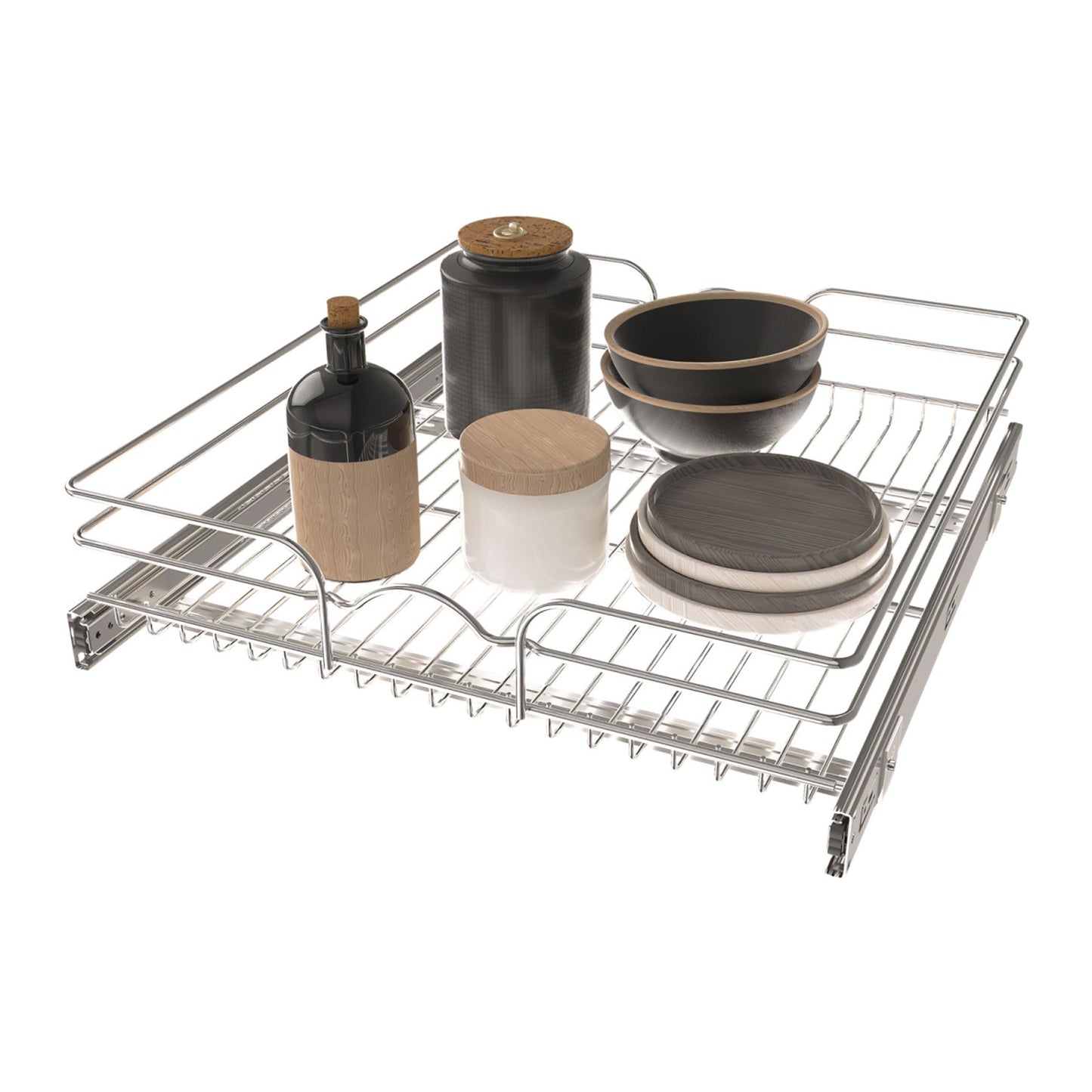 Rev-A-Shelf Pullout Single Basket Organizer for Kitchen Cabinets, 21 x 22 In, 5WB1-2122CR-1