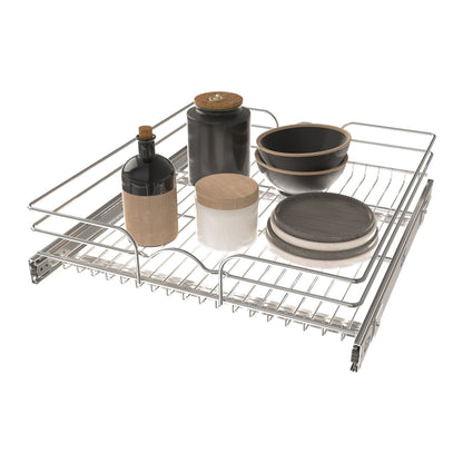 Rev-A-Shelf Pullout Single Basket Organizer for Kitchen Cabinets, 21 x 22 In, 5WB1-2122CR-1
