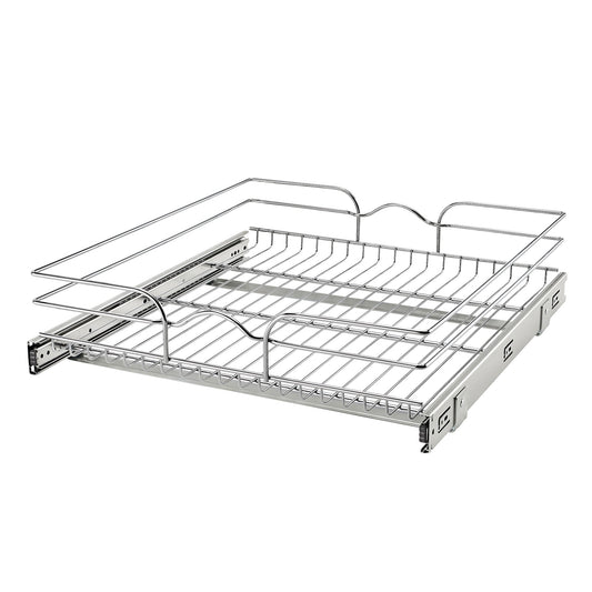 Rev-A-Shelf Pullout Single Basket Organizer for Kitchen Cabinets, 21 x 22 In, 5WB1-2122CR-1