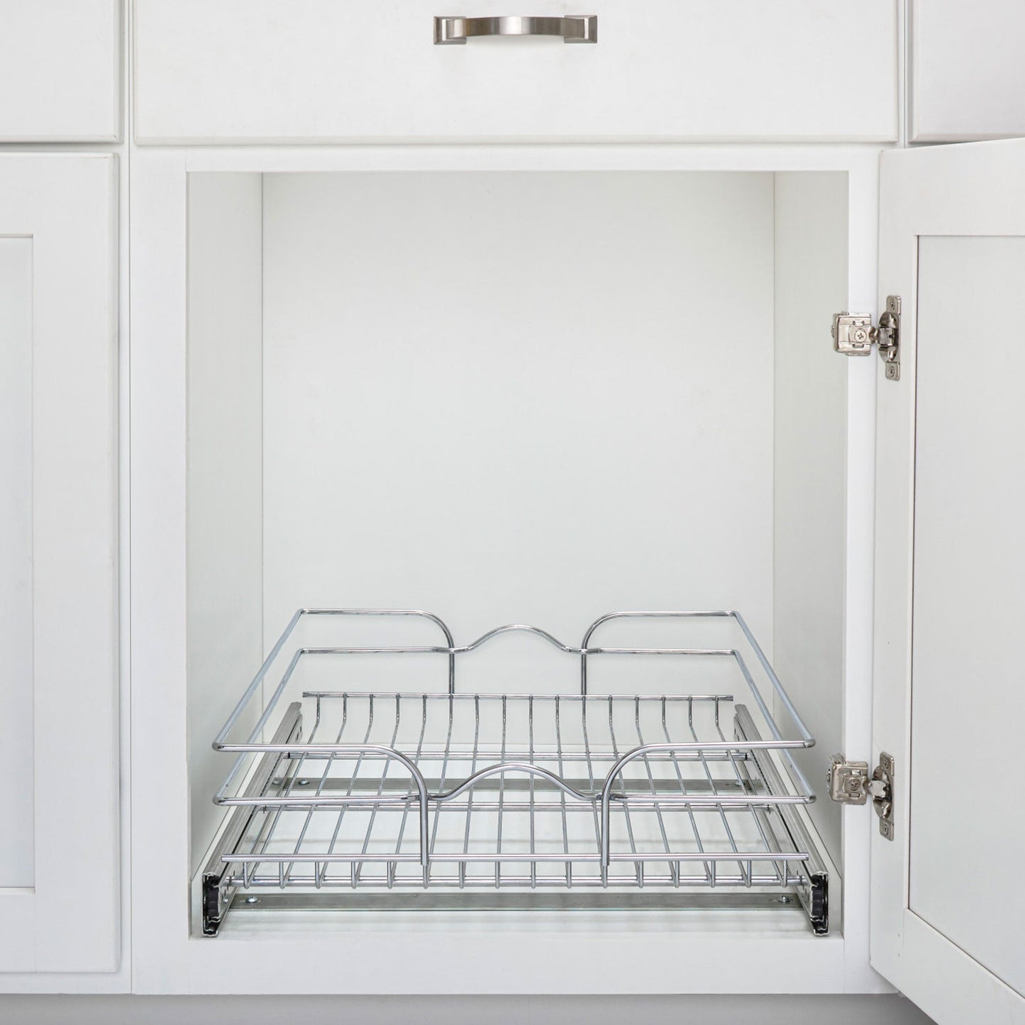 Rev-A-Shelf Pullout Single Basket Organizer for Kitchen Cabinets, 21 x 22 In, 5WB1-2122CR-1