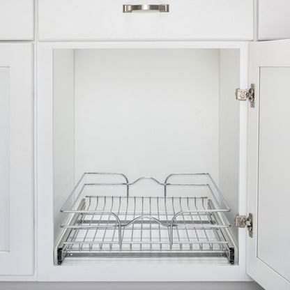 Rev-A-Shelf Pullout Single Basket Organizer for Kitchen Cabinets, 21 x 22 In, 5WB1-2122CR-1
