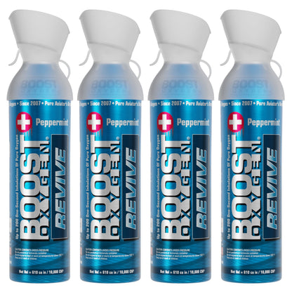 Boost Oxygen Natural Portable 10 Liter Pure Oxygen Canister, Peppermint (4 Pack)