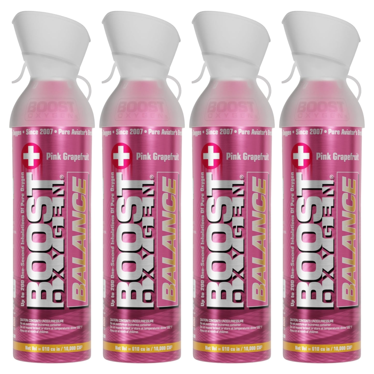 Boost Oxygen Natural Portable 10 Liter Pure Oxygen Canister, Grapefruit (4 Pack)