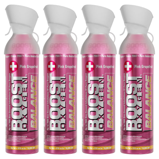 Boost Oxygen Natural Portable 10 Liter Pure Oxygen Canister, Grapefruit (4 Pack)