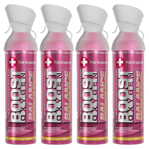 Boost Oxygen Natural Portable 10 Liter Pure Oxygen Canister, Grapefruit (4 Pack)