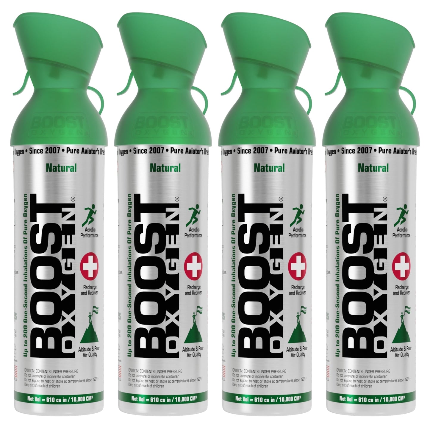 Boost Oxygen 10 Liter Canned Oxygen Bottle with Mouthpiece, Natural (4 Pack)