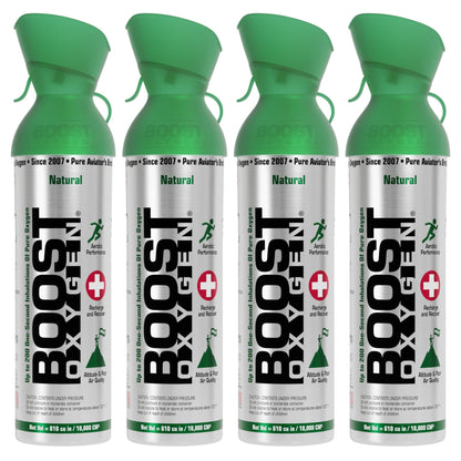 Boost Oxygen 10 Liter Canned Oxygen Bottle with Mouthpiece, Natural (4 Pack)